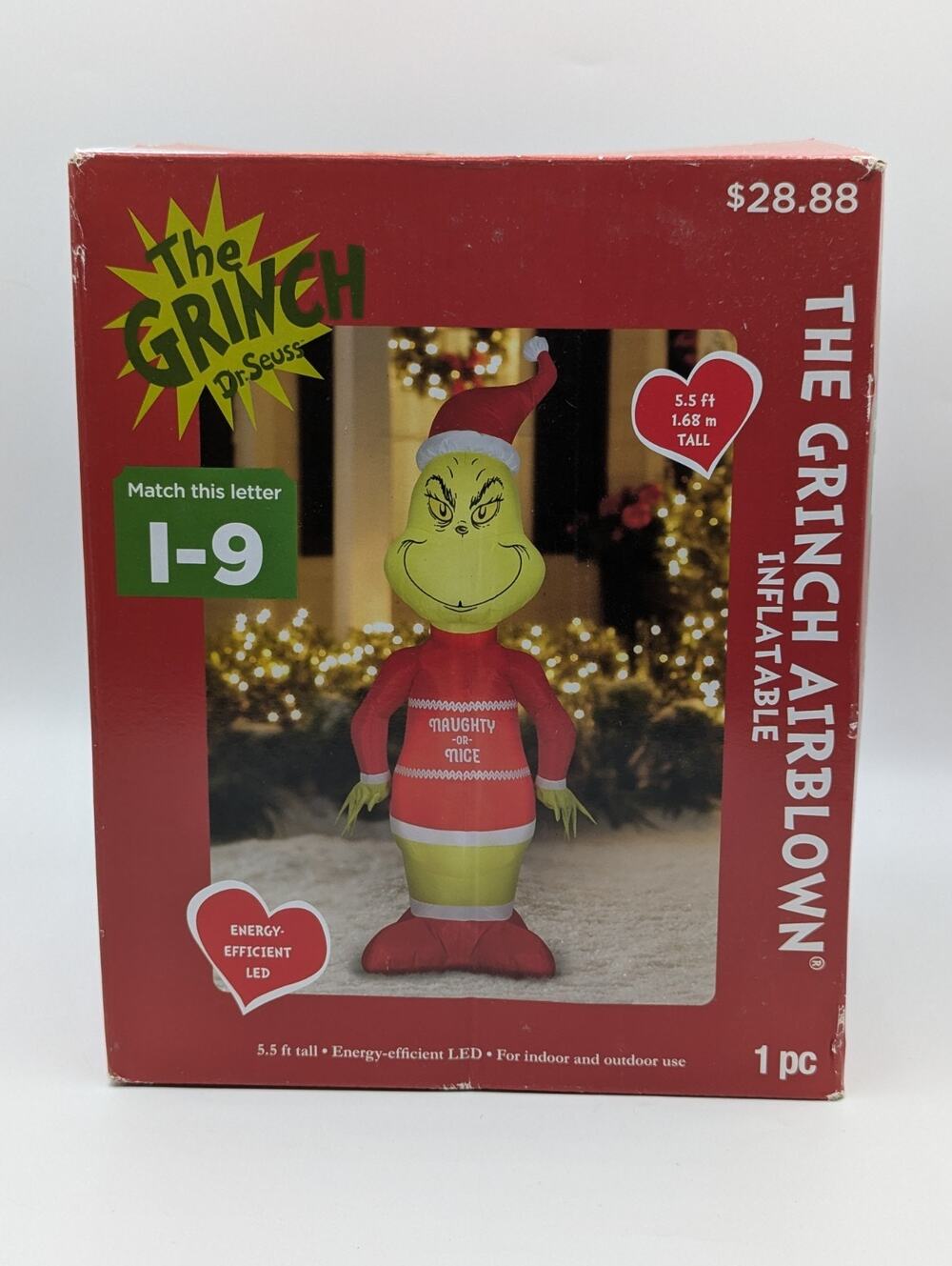 The Grinch In Christmas Sweater 5.5’ Airblown Inflatable Decor Gemmy Led I-9 New